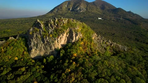 Beautiful aerial view of a mountain range with high cliffs. Stock Footage 293947625