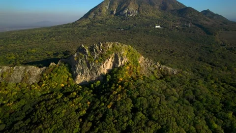 Beautiful aerial view of a mountain range with high cliffs. Stock Footage 293947652