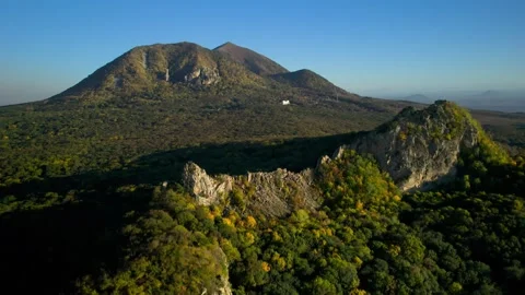 Beautiful aerial view of a mountain range with high cliffs. Stock Footage 293947764