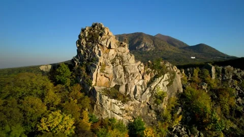 Beautiful aerial view of a mountain range with high cliffs. Stock Footage 293947771