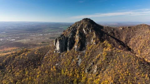 Beautiful aerial view of a mountain range with high cliffs. Stock Footage 293947888