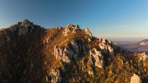 Beautiful aerial view of a mountain range with high cliffs. Stock Footage 293948285