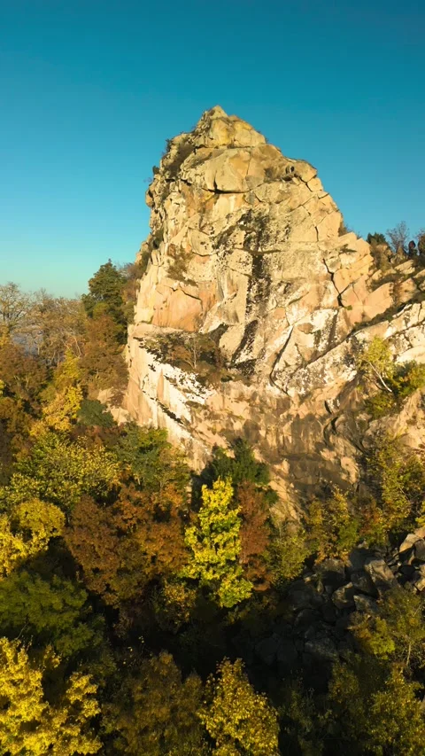Beautiful aerial view of a mountain range with high cliffs. Stock Footage 293949450