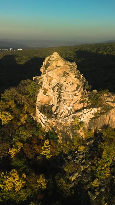 Beautiful aerial view of a mountain range with high cliffs. Stock Footage 293949688