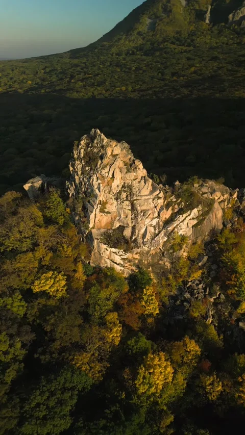 Beautiful aerial view of a mountain range with high cliffs. Stock Footage 293949703
