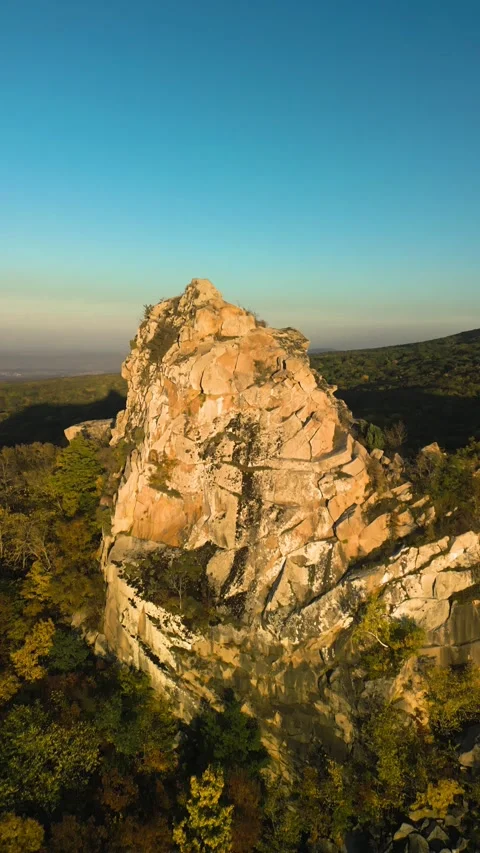 Beautiful aerial view of a mountain range with high cliffs. Stock Footage 293949758