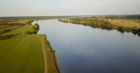 Beautiful aerial view of the river Stock Footage 98150579