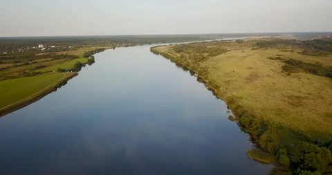 Beautiful aerial view of the river Stock Footage 98150836