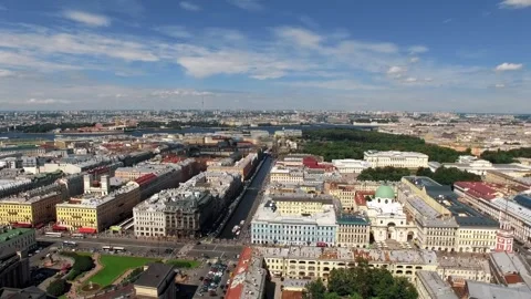 Beautiful aerial view showcasing rooftops of Saint Petersburg, summer sunny day Stockbeeldmateriaal 319865837