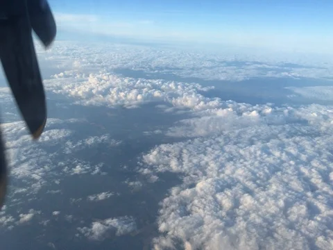 Beautiful Aerial View of Vast Cloud Bank from Commercial Flight (4K) Stock-Footage 79796361