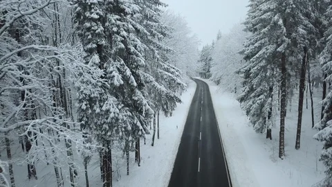 Beautiful Aerial View Winter Forest Vogelsberg Germany Stock Footage 102473455