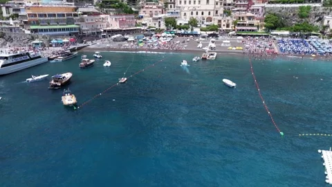 Beautiful Aerial in Wide Angle View of Positano Italy, Stock Footage 246686690