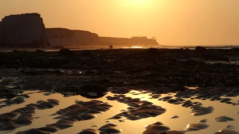 Beautiful afternoon at between the iconic cliffs of Botany Bay, in Broadstairs Stock Footage 266020317