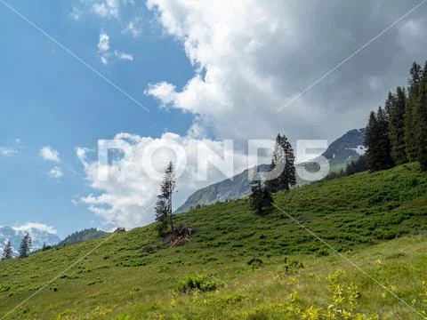 Beautiful alm and alp mountains at Berner Oberland Switzerland stock photography Stock Photos