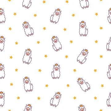 Beautiful alpaca. Seamless pattern. Illustrazione stock