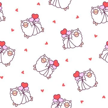 Beautiful alpaca. Seamless pattern. 스톡 일러스트
