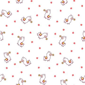 Beautiful alpaca. Seamless pattern. Illustrazione stock
