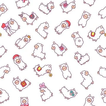 Beautiful alpaca. Seamless pattern. Illustrazione stock