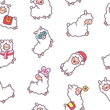 Beautiful alpaca. Seamless pattern. Illustrazione stock