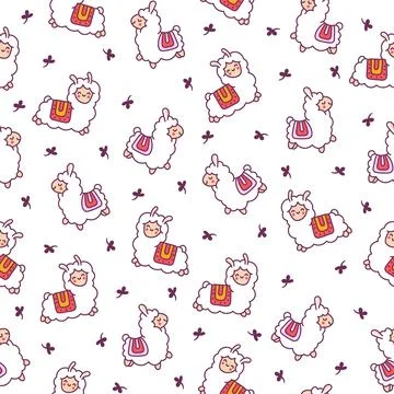 Beautiful alpaca. Seamless pattern. Illustrazione stock