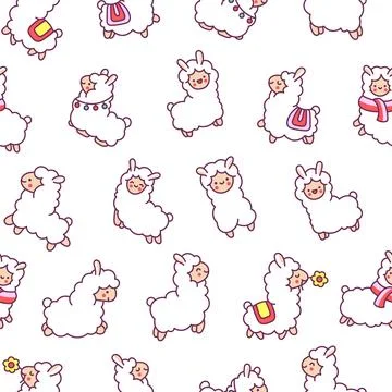 Beautiful alpaca. Seamless pattern. Illustrazione stock