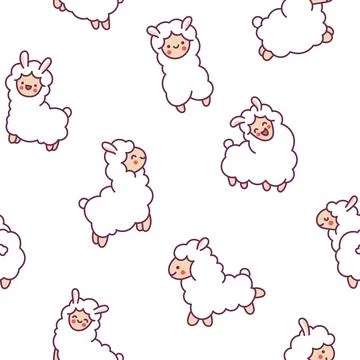 Beautiful alpaca. Seamless pattern. Illustrazione stock