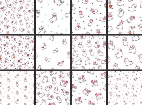 Beautiful alpaca. Seamless pattern. Illustrazione stock