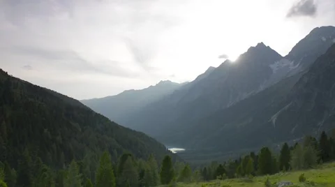 Beautiful alpine landscape of Antholzer valley at the sunset, South Tyrol, Italy Stock Footage 62957014