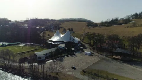 Beautiful Amphitheater In Zywiec. Polish Aerial View Stock Footage