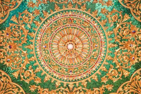 Beautiful ancient thai style pattern in thai temple Stock Photos