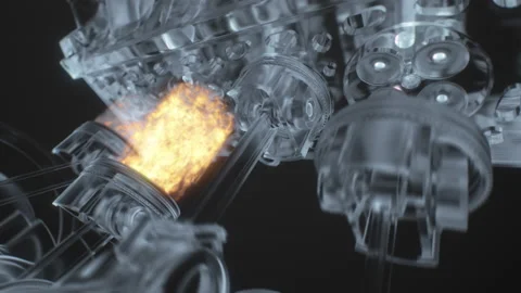 Beautiful and accurate V8- Engine Animation. SEAMLESS LOOP 4K HIGH-QUALITY Stock Footage 171526949