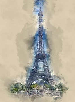 The beautiful and amazing Eiffel Tower in Paris Stock-Illustration