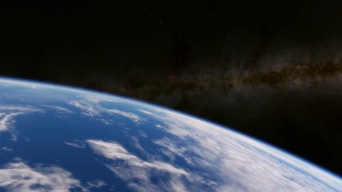 Beautiful and calm slow flight of Earth orbit from space. Visible universe Stock Footage 121934883