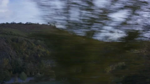 Beautiful and dark landscape from a train Stock Footage 202013990