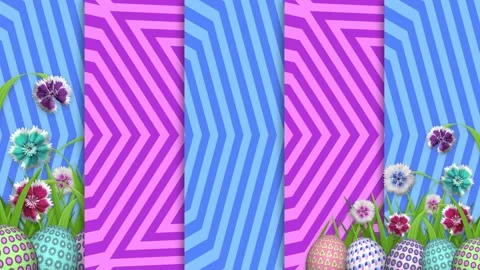 Beautiful and different easter holiday animation with easter eggs and flowe.. Stock Footage 306077305
