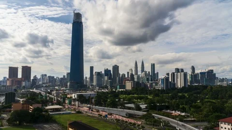Beautiful and dramatic clouds motion timelapse at Kuala Lumpur city Stock Footage 101067626
