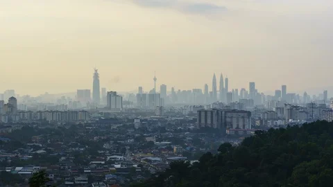 Beautiful and dramatic clouds time lapse motion over Kuala Lumpur cityscape Stock Footage 105985519