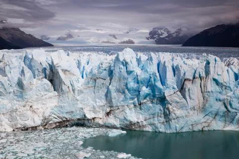 Beautiful and dramatic front view of the perito moreno glacier, Argentina Stock Photos