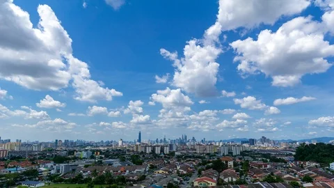 Beautiful and dramatic moving clouds over downtown Kuala Lumpur skyline. Stock Footage 101227884