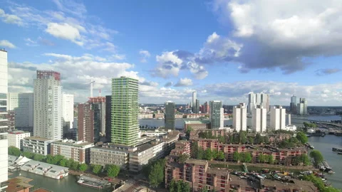 A beautiful and dramatic panoramic timelapse of the Rotterdam city skyline Stock Footage 138033841