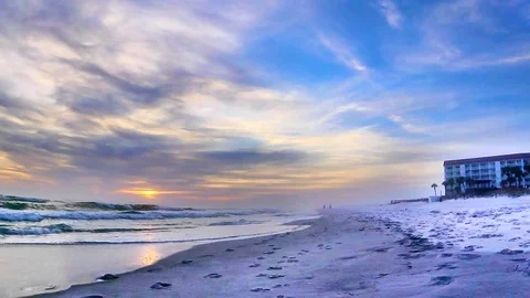 Beautiful and dramatic sunset evening on a white sand beach 스톡 동영상 83690688
