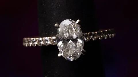 Beautiful And Elegant Solitaire Diamond Ring Shining, Black Background Stock Footage 229038218