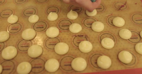 Beautiful and even rows of squeezed cream for cooking in the oven. Stock Footage 253853526