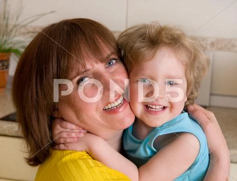 Beautiful and happiness grandmother with granddaughter Stock Photos