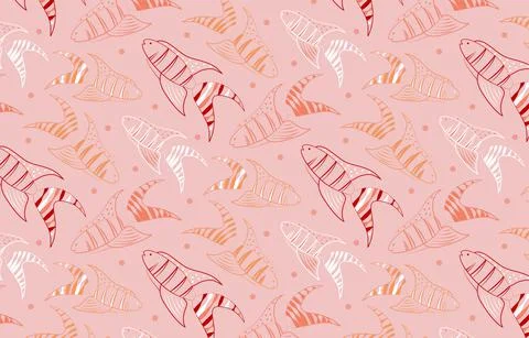 Beautiful and pink pattern with macropod fish. Stock Illustration