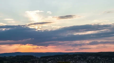 Beautiful and powerful sunset with clouds DSLR timelapse Video stock 55822287