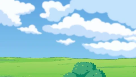 Beautiful Animated Cartoon Meadow and Sky Stock Footage 278340853
