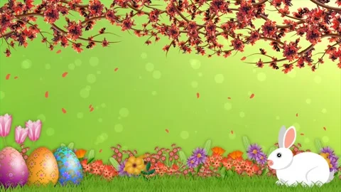 Beautiful animation of Easter holiday with cute bunny and colourful flowers Stock Footage 268573381