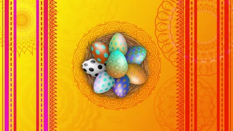 Beautiful animation of Easter holiday in traditional Design background Stock Footage 268470037