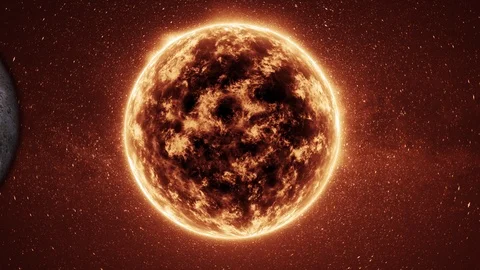 Beautiful animation of eclipse with flaming sun Stock Footage 105173790